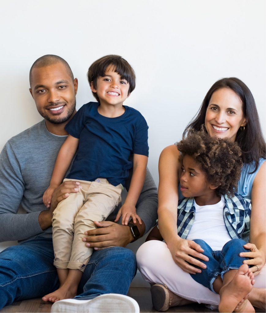 Happy family posing for a photo